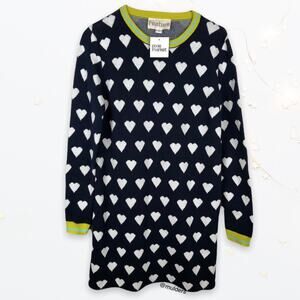 New with Tags Pixie Market Feature Dark Blue Heart Print Lovecore Knit Sweater